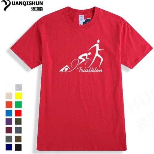 Triathlon T-Shirt Men Swimmings Biking Runnings Funny Printed T Shirts For Men Summer Fashion Short Sleeve Cotton Tops Tees
