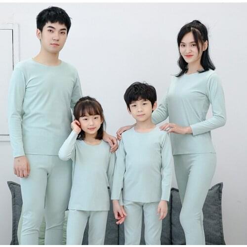 Parent-child Seamless Underwear Sets Pajama Suit For Mother Kids Long Sleeves Sleepwear Boys Girls Velet Matching Family Clothes