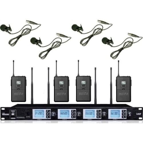 Bolymic 4 Channels Condenser microphone UHF PLL lavalier wireless microphones