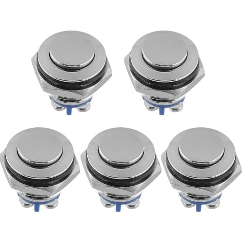5 Pieces 16mm High Flat Head Metal Push Button Anti Vandal Electric Switch+IP65 Waterproof+CE RoHS
