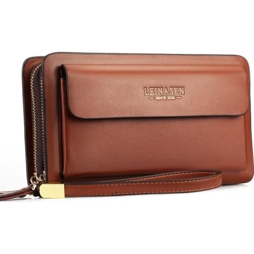 Weysfor Vogue Men Wallets With Coin Pocket Double Zipper Male Wallet Long Large Card Holder Business Men Purse Coin Clutch Bag