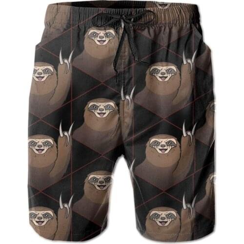 Mens Swim Trunks Cute Sloths Swimming Shorts Beachwear Water Resistant Athletic Summer Beach Shorts Mesh Lining
