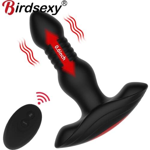 10 Speeds Automatic Telescopic Male Prostate Massager Wireless Remote Control Thrusting Butt Plug Anal Vibrator Sex Toys For Men