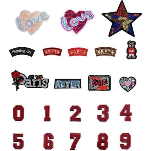 New Fashion Hot melt adhesive iron Patches Number Letter Cartoon Embroidery Stickers Sewing Badge DIY Jeans Clothing accessorie