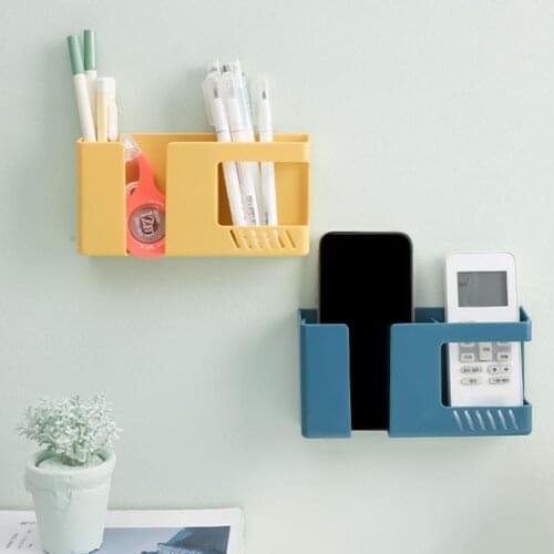 Wall-Mounted Organizer Air Conditioner TV Remote Control Holder Anti-Dust No Punching ABS Mobile Phone Charging Stand for Home