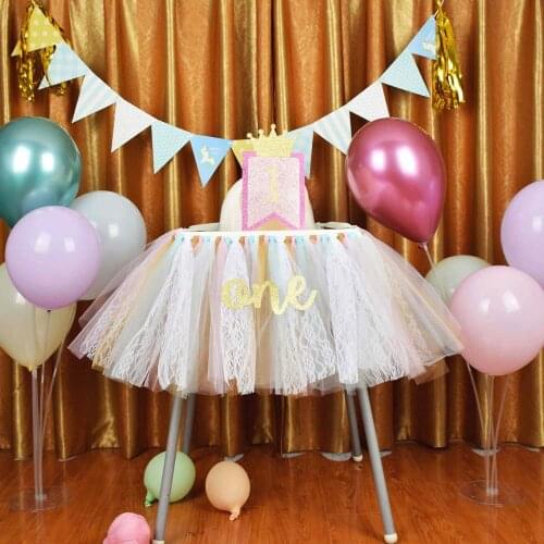 New Fancy Fluffy High Chair Tutu Skirt Baby Girls Birthday Party Decration Boys Girls Party Favor Baby Birthday Party Supplies