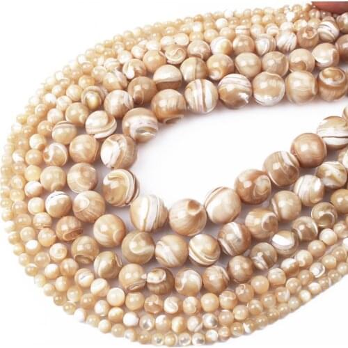 Wholesale Natural Brown Trochus Sea Shell Round Loose Beads2/3/4/5/6/7/8/9/10/12/14MM Pick Size for Jewelry Making