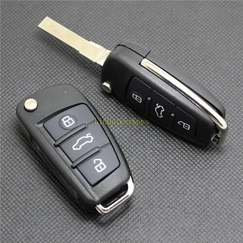 PINECONE for A1 A2 A3 A4 A6 A6L A8 Q7 TT Car Key Case 3 Buttons Uncut Brass Blade High Quality Replace Remote New Key Shell 1PC