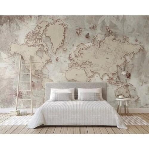Beibehang Custom wallpaper retro style old American Nordic world map TV background wall home decoration 3d wallpaper