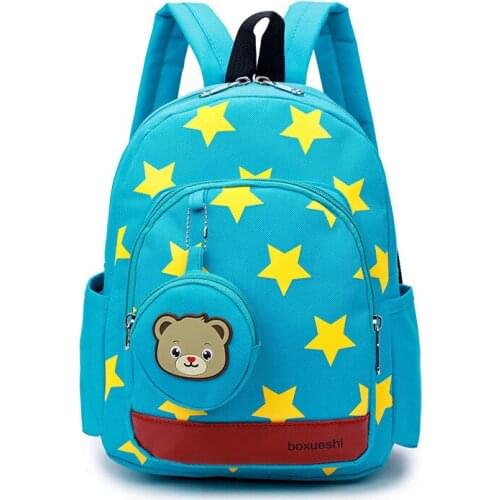 Star Print Kindergarten School Bags Lightweight Nylon Backpack Baby Girls Boys School Backpack for 1-3 Years Old Mochila Infant