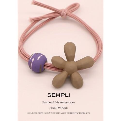 Sempli High Elasticity Elastic Hair Bands Mermaid Starfish Pearl Rubber Bands Girl Women Kid Children Hair Accessories Scrunchie