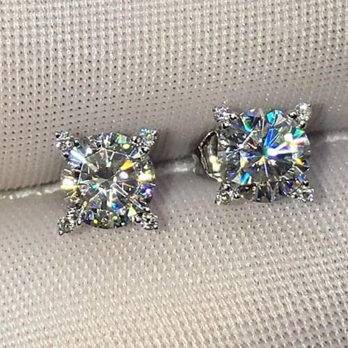 Wedding Earrings Birthday Gift For Women Solid 18K White Gold 0.5Ctw 5mm DF Color Moissanite Earrings Lab Diamond Earrings