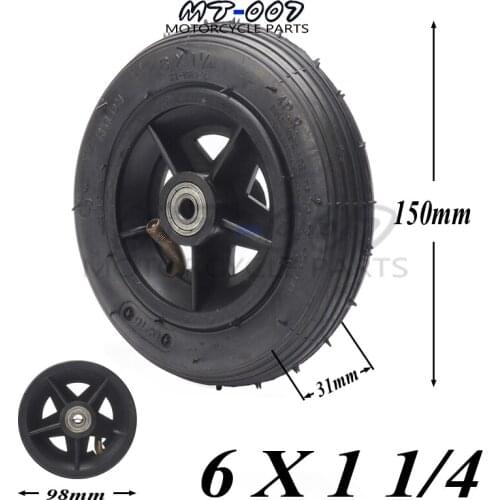 Motorcycle 6x1 1/4 tyre 150MM Scooter Inflation Wheel With Aluminium Hub With Inner Tube Electric Scooter 6 Inch Pneumatic Tire