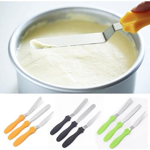 3 Pcs/Set Cream Spatula Icing Smoother Stainless Steel Cake Spatula Kitchen Baking Accessories Cake Decorating Tools