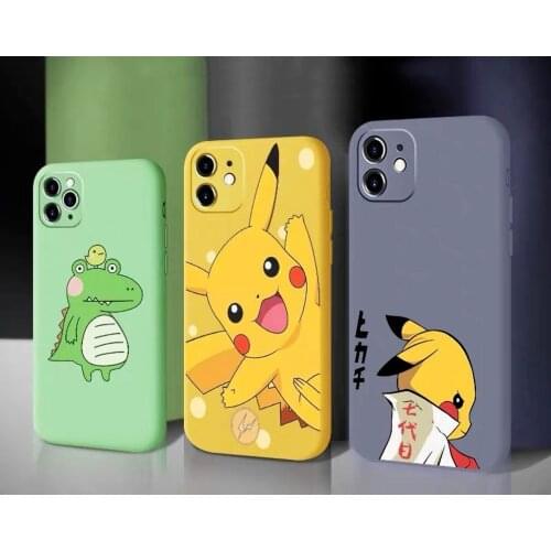 Pokemon Pikachu Phone Case for IPhone 7 / 8 / Plus X / XS / XR / XS Max / 11 / 11 Pro Cute Cartoon Anti-fall Silicone Case Gift