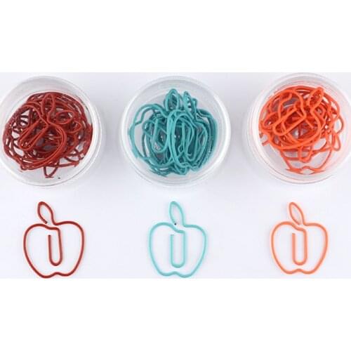 Red Apple Paper Clip Color Paperclip Shape Paper Clip Bookmark Planner Clips Klips Office Accessories Office Supplies Paperclips