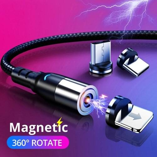 LED Magnetic Cable Micro USB Type C Phone Charger Cord Magnet Fast Charging Wire For iPhone 11 12 Pro Max Xiaomi 11 Huawei P40