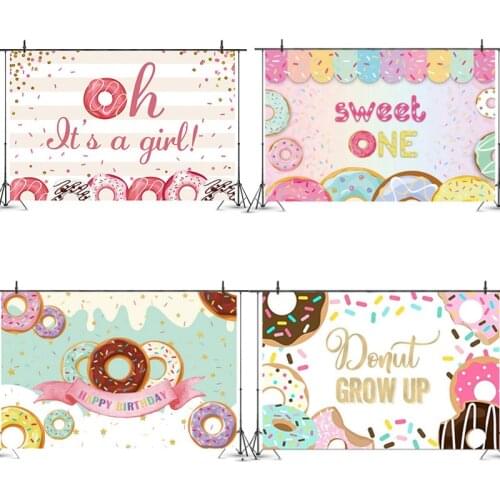 Donut Themed Birthday Party Decoration background Baby shower Oh Baby Sweet Party Customize Kids Photo Stuido Decoration