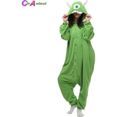 Adults Kigurumi Mike Wazowski Monsters University Cosplay Costumes Mens Jumpsuit Halloween Party Cosplay camouflage Costumes