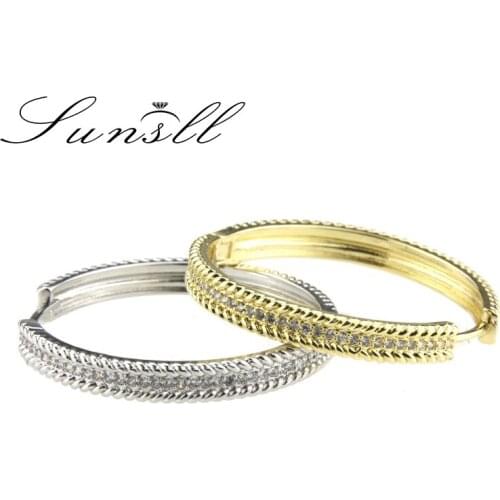 SUNSLL fashion gold copper white cubic zirconia earrings women big earrings anniversary party generous jewelry earrings gifts