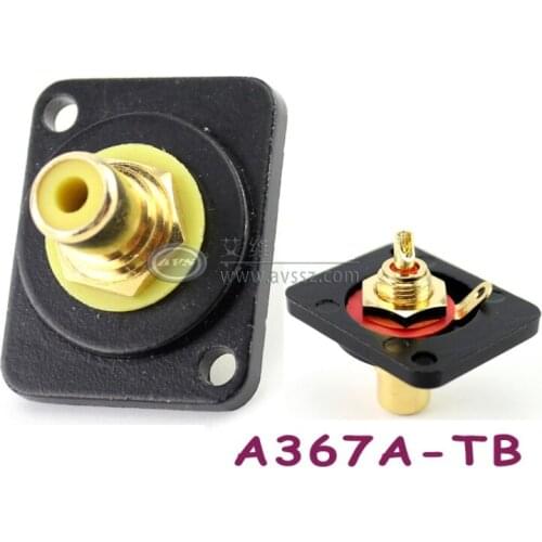 1Pcs gold-plated audio and video RCA female welding D-type socket AV panel stage box A367A-TB HIFI