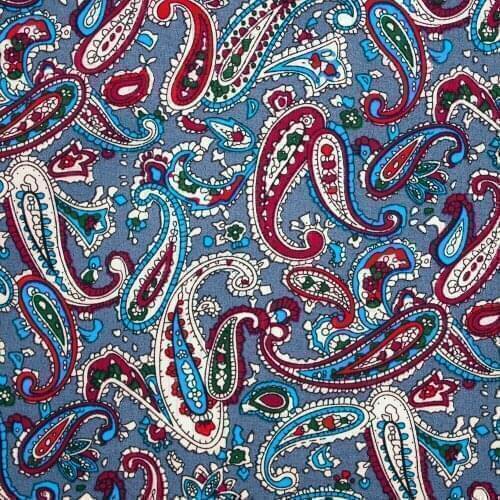 1 Yard Cotton Poplin Fabric for Sewing Patchwork, Dress, Cloth - Paisley Flowers on Deep Grey Background (width=140cm)