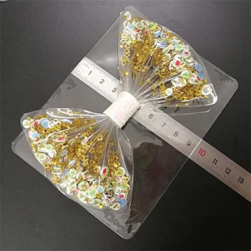 10pcs/lot 9.5*12.5cm PVC Transparent sealed shaker sleeve pouch DIY bow Polymer Sequins Accessories Decoration