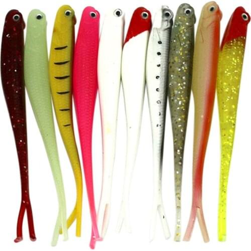 10Pcs/Lot Winter Outdoors Plastic Multicolor Soft Plastic 3D Eyes Lures like real fish 13cm Fishing Baits Tackle Tools