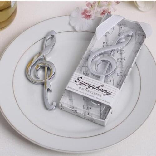 100pcs/lot Wedding Favor Gift And Souvenirs For Guest "Symphony" Chrome Music Note Bottle Opener