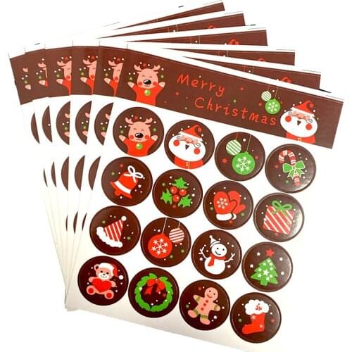 1600pcs/lot 3CM Cute Merry Christmas Santa Claus Deer Round Self-adhesive sealing Decorative stickers Gift Stationery Wholesale