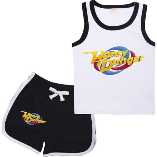 2021 Henry Danger Boys Graphic Vests Shorts 2pcs Sets Boys Singlets Slim Fit Fitness Sport Tank Top Girls Gym Sport Vests Outfit