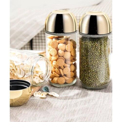 3 / pcs 900ml glass jar lid with graduated cup Glass jars and lids for storage of tea cereals Food Candy Jar Kitchen Storage Jar