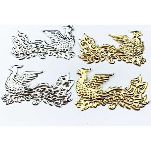 5pairs 40x65mm Filigree Metal sheets Phoenix decorative for Jewelry Making Cosplay accessories Doll headwear decoration