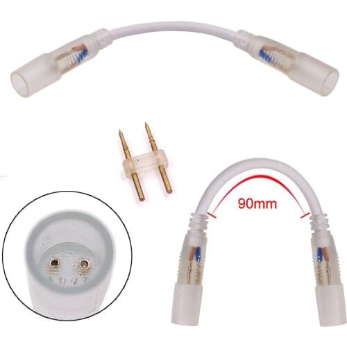 5pcs 2pin 14mm Led Connector Double Plug Straight Middle Connector Extension Cable For 220V Round Neon Light Free shipping