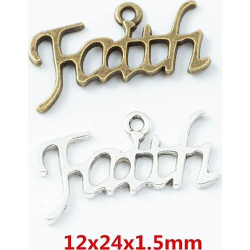 70 pieces of retro metal zinc alloy Faith plate pendant for DIY handmade jewelry necklace making 6766