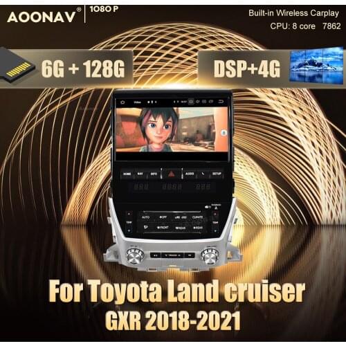 128G 2 din Android car radio For Toyota Land cruiser GXR 2018-2021 car GPS navigation DvD multimedia Stereo receiver Head Unit