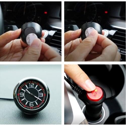 Car Dashboard Clock Universal Quartz Luminous Clock Glass Mirror Car Stick-on Clock Watch Automotive Accessories