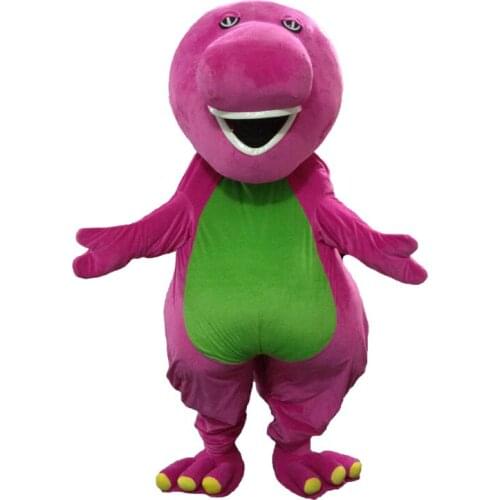 Barney Dragon Mascot Costumes Adult Size Dinosaur Halloween Birthday Party Free Shipping