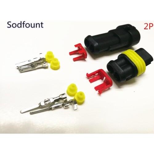 Free shipping 20 sets Kit 2 Pin Way AMP Super seal Waterproof Electrical Wire Connector Plug
