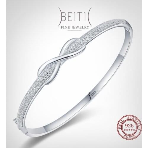 Beitil Real 925 Sterling Silver Infinite Love Fine Cubic Zirconia Bracelets For Women Romantic Wedding Fashion Jewelry