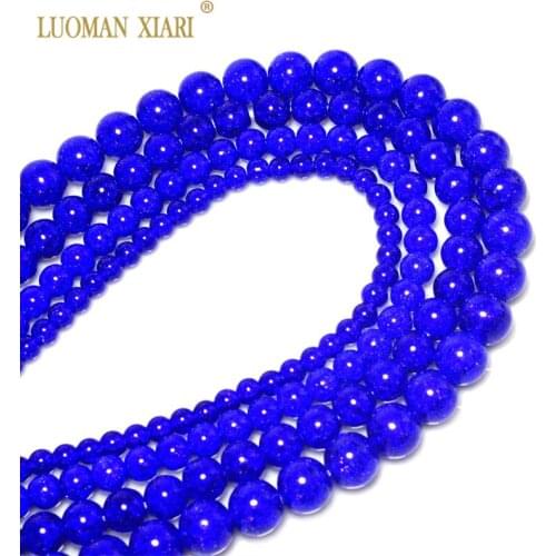 Wholesale Natural Stone Beads Dark Blue Snow Cracked Crystal RoundFor Jewelry Making DIY Bracelet Necklace 6/8/10/12mm 15.5