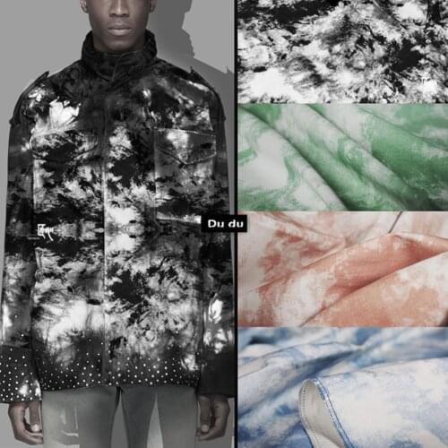 50*150cm Ink painting Cloud dye Clothing Fabric Printing Pattern Cowboy clothing fabric Coat Design Fabric DIY