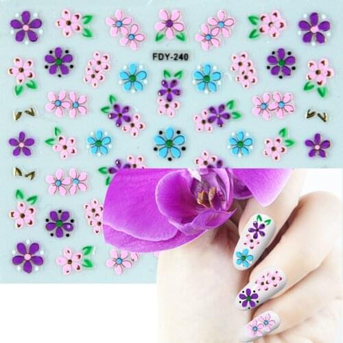 Floral Adhesive Sticker For Nails Flowers Nail Art Decoration Small Sticky Nail Art Transfer Nail Stickers Leaves Stickers