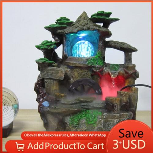 Indoor Water Falls Fengshui Flowing Water Fountain Artificial Ornament Office Desktop Air Humidity Home Decoration