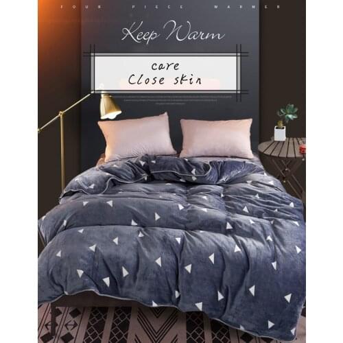 Winter Coral Fleece Soft Quilt Cover Single Milk Flannel Plus Fleece Thickening Quilt Cover Double Fluff In Autumn and Winter