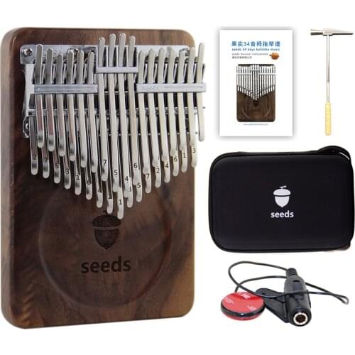 NEW Kalimba 34 Key Chromatic Kalimba 3 Octave Professional Kalimba Instrument | Dark Walnut Mbira Birthday Music Gifts