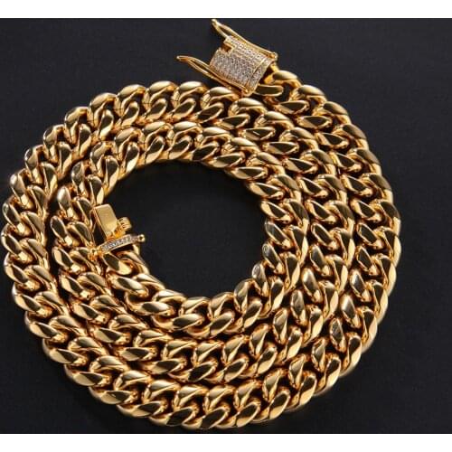 Stainless Steel Necklace 12-14mm 2 Colors Heavy Miami Cuban Chain Fashion Hip Hop Jewelry For Men Gifts