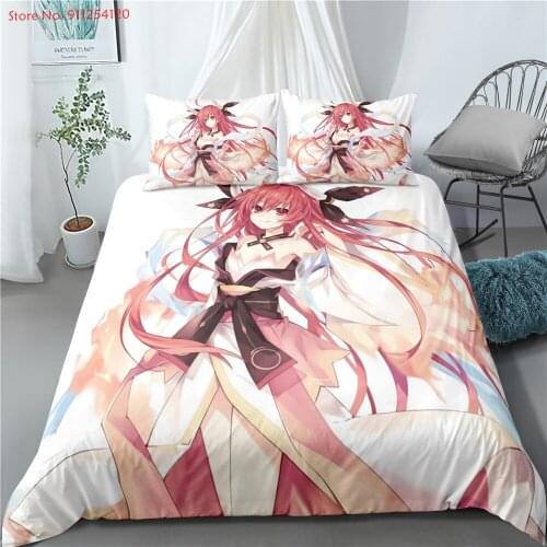 Japan Anime Quilt Cover DATE A LIVE Bed Linen Sets Sexy Women Lady Boys Bedroom Quilt Cover Cartoon Comics Duvet Cover Sets