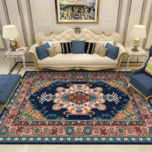 Retro Persian Ethnic Style Bedroom Carpet and Rug Morocco Ethnic Geometric Living Room Table Non-Slip Floor Mat Kitchen Hallway