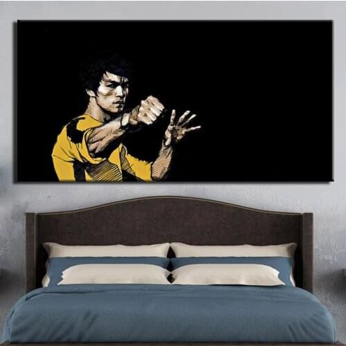 Kung Fu Superstar Canvas Painting Chinese Famous Posters Prints Black Wall Art Figure Painting Living Room Home Decor Cuadros